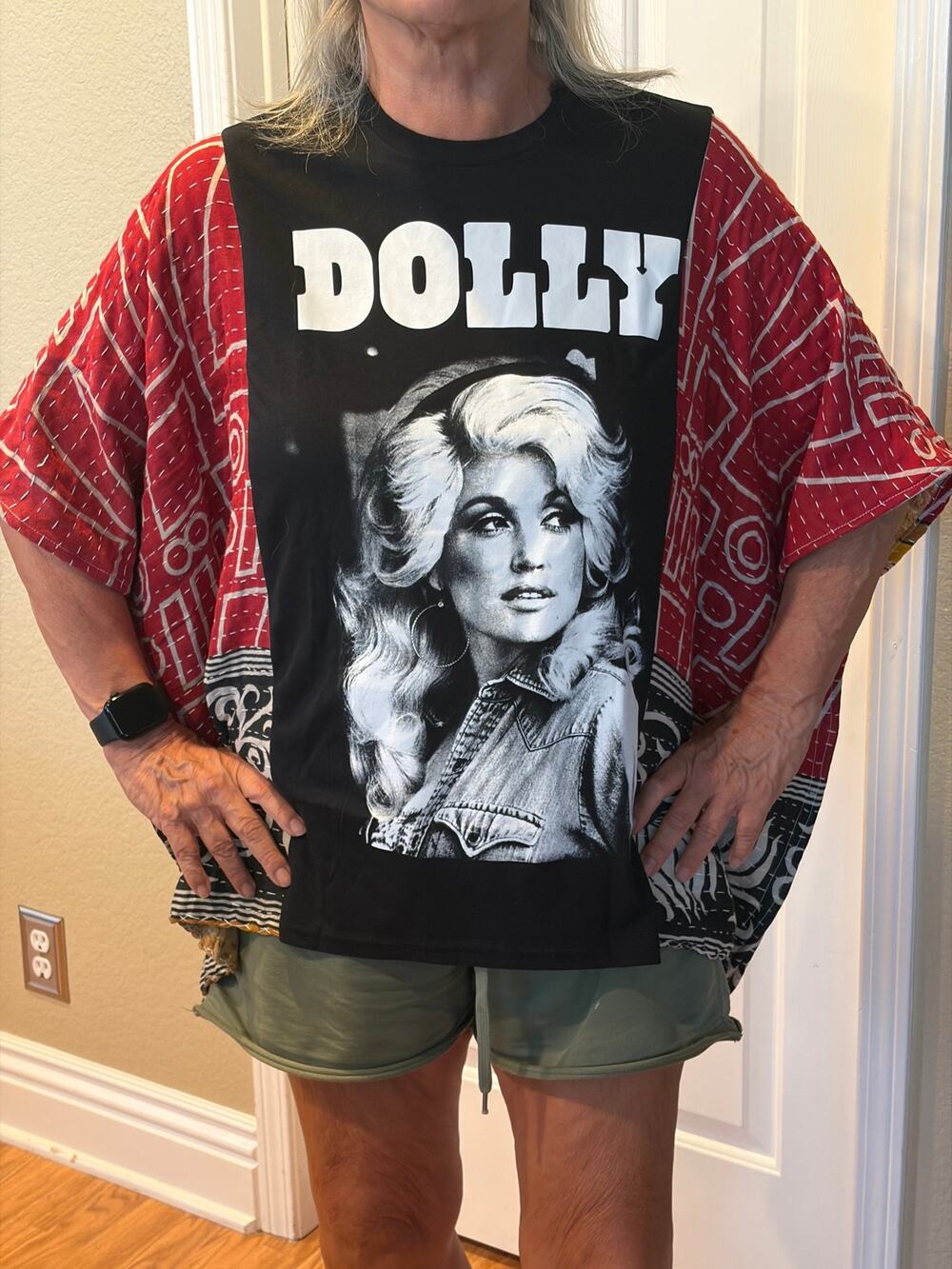 Dolly Parton Upcycled Kantha Tunic Top Shirt OS Handmade Boho